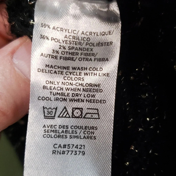 Ann Taylor Factory Balloon Sleeve Sweater Women's Size XS Mock Neck Black Gold - Picture 6 of 7